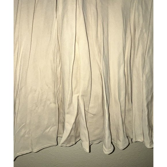 Linen Blend Pleated Skirt Big Zipper Khaki Tan Flare Western Boho Size 12 Greece - Picture 2 of 9